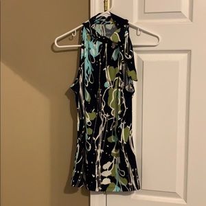 High neck tank with tie detail